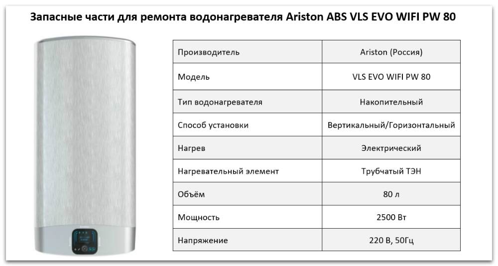 Купить запчасти Ariston ABS VLS EVO WIFI PW 80 в Красноярске