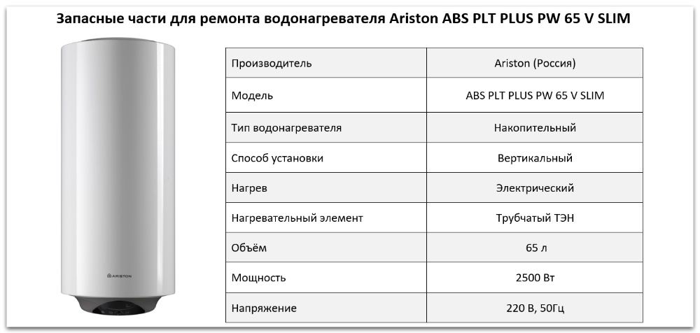 Купить запчасти Ariston ABS PLT PLUS PW 65 V SLIM в Красноярске